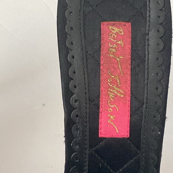 Betsey Johnson Satin Black Peep Toe Mules Heels size 7 M - Picture 2 of 9